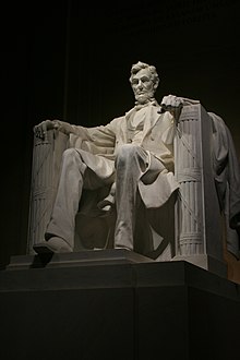 Daniel Chester French, Abraham Lincoln, 1920, in the Lincoln Memorial, Washington, D.C. LincolnMemorialStatueNight.JPG
