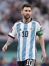 alt=A men's a sociation football player (Lionel Messi)