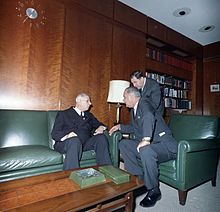 De Gaulle with President Lyndon B. Johnson in Washington, D.C., 1963 Lyndon B. Johnson, Charles de Gaulle 1963.jpg