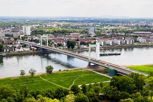 Mülheimer Brücke Köln mit linksrheinischer Vorlandbrücke - Luftaufnahme-0796