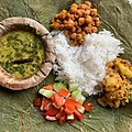 South Indian meal served on dried mantharai ilai