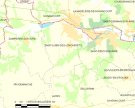 Mapa obce Saint-Lubin-des-Joncherets