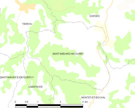Mapa obce Saint-Médard-Nicourby