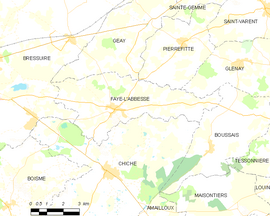 Mapa obce Faye-l’Abbesse