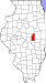 Harta statului Illinois indicând comitatul Piatt