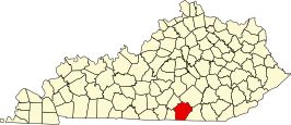 Locatie van Wayne County in Kentucky