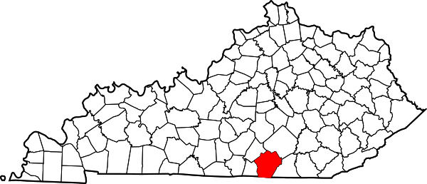Map of Kentucky highlighting Wayne County