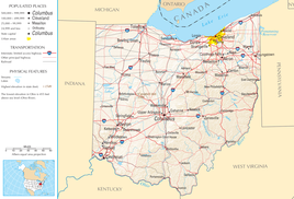 Kort over Ohio