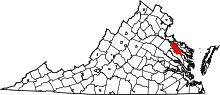 Harta e Essex County në Virginia