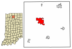 Местоположение Плимута в округе Маршалл, штат Индиана. 