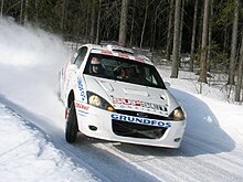 Wilson driving a Ford Focus RS WRC 02 in the Finnish Rally Championship in 2005. Matthew Wilson - 2005 Peurunkaralli.jpg