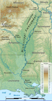 Mississippi embayment Low-lying basin filled with Cretaceous to recent sediments