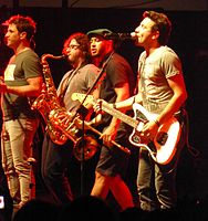 No Te Va Gustar performing at Oberá, Argentina. From left to right: Martin Gil, Mauricio Ortiz, Denis Ramos and Emiliano Brancciari.