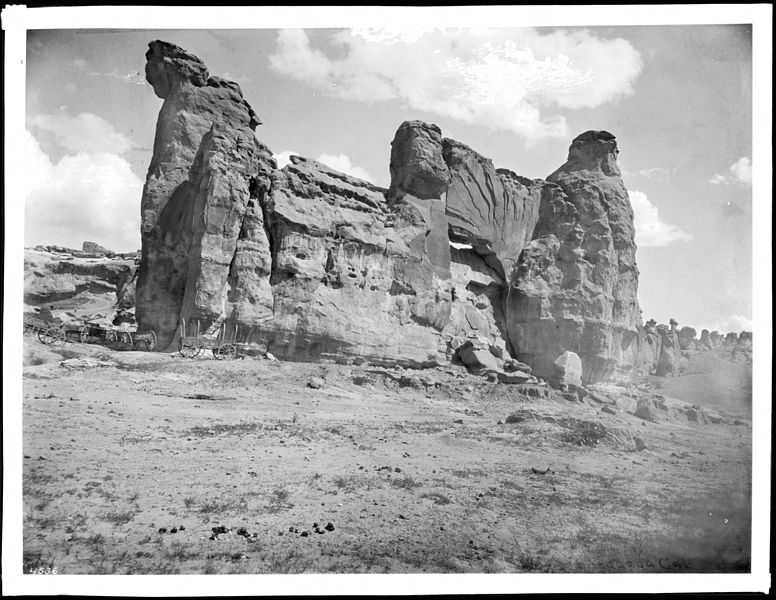 File:Natural rock bridge and towers at Acoma, New Mexico, 1886 (CHS-4536).jpg