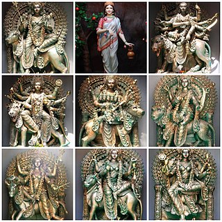 <span class="mw-page-title-main">Navadurga</span> Nine manifestations of Hindu goddess Durga