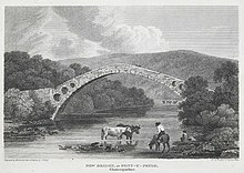 The bridge in 1813 when it was known as New Bridge or Pont-y-Prydd New Bridge, or Pont-Y-Prydd, Glamorganshire.jpeg