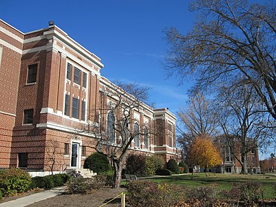 Music Department of Ohio Northern University, with Administration buildings in the background.