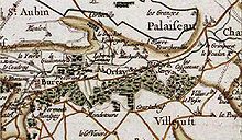 Kort fra det 17. århundrede, der viser Orsay-regionen.