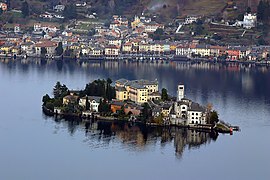 View of Orta and Isola San Giulio