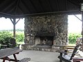 Outdoor fireplace in the pavillion