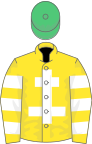 Желтый, белый лотарингский крест, рукава с пяльцами, изумрудно-зеленая кепка