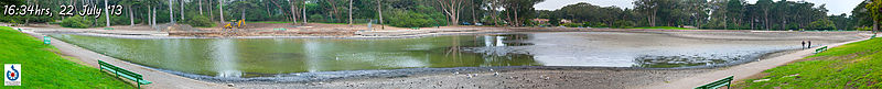 File:Pano - Spreckels Lake Drained Reconstruction 22 July '13 Golden Gate Park, Sanf Francisco, CA.jpg