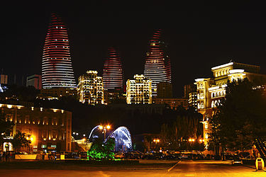 Panorama of night Baku, Azerbaijan