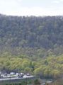 Afternoon traffic fills the Pennsylvania Turnpike near the Sideling Hill service plaza (mile 172.3).