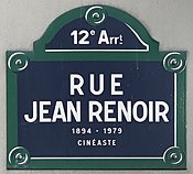 Plaque Rue Jean Renoir - Paris XII (FR75) - 2021-05-26 - 1.jpg