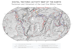 Image 7A plate tectonics map with volcano locations indicated with red circles