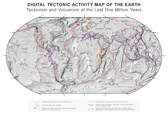 Plate tectonics map, Digital Tectonic Activity Map Plate tectonics map.gif