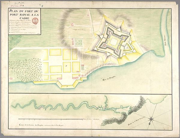 Military engineer's drawing of Port Royal, 1702