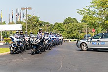 Virginia State Police troopers alongside local police officers in Williamsburg, Virginia President Trump at Jamestown (48415895236).jpg