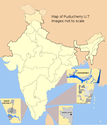 Map showing the districts of Puducherry