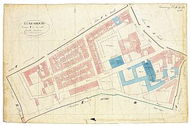 Cadastral plan of the urban district of the former jesuit college Athénée de Luxembourg