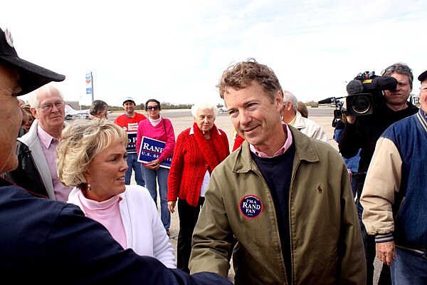 Paul greeting supporters at Bowman Field in Louisville, Kentucky, on November 1, 2010