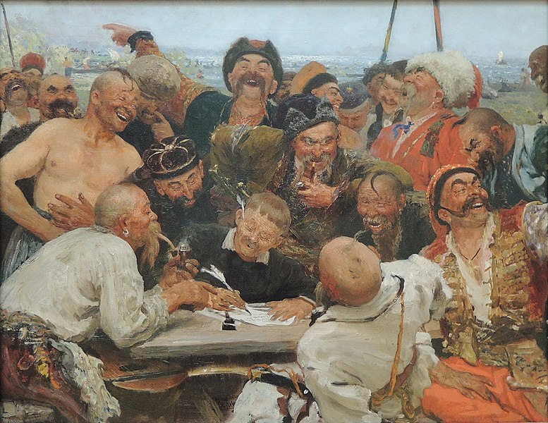 File:Reply of the Zaporozhian Cossacks (sketch, 1880-90, GTG).JPG