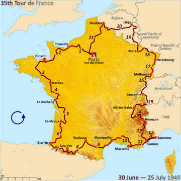 1948 Tour de France rotası