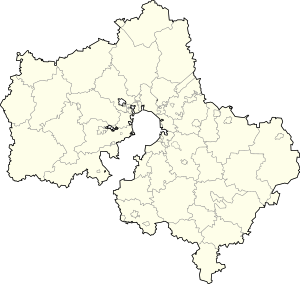 Map of the A-35 ABM system in Moscow Oblast, showing the two radars, four implemented and four unimplemented missile sites