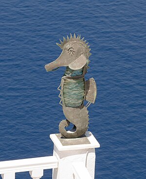 Santorini art: Seahorse sculpture.