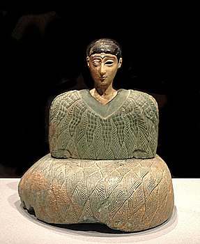 Seated Goddess, Western Central Asia, Bronze Age Bactria, late 3rd-early 2nd millenium BCE, chlorite and limestone, Miho Museum, Japan.jpg