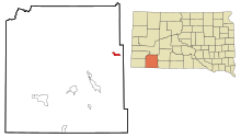 Shannon County South Dakota opgenomen en niet-opgenomen gebieden Kyle Highlighted.svg