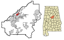 Condado de Shelby Alabama Áreas incorporadas y no incorporadas Indian Springs Village Highlights.svg