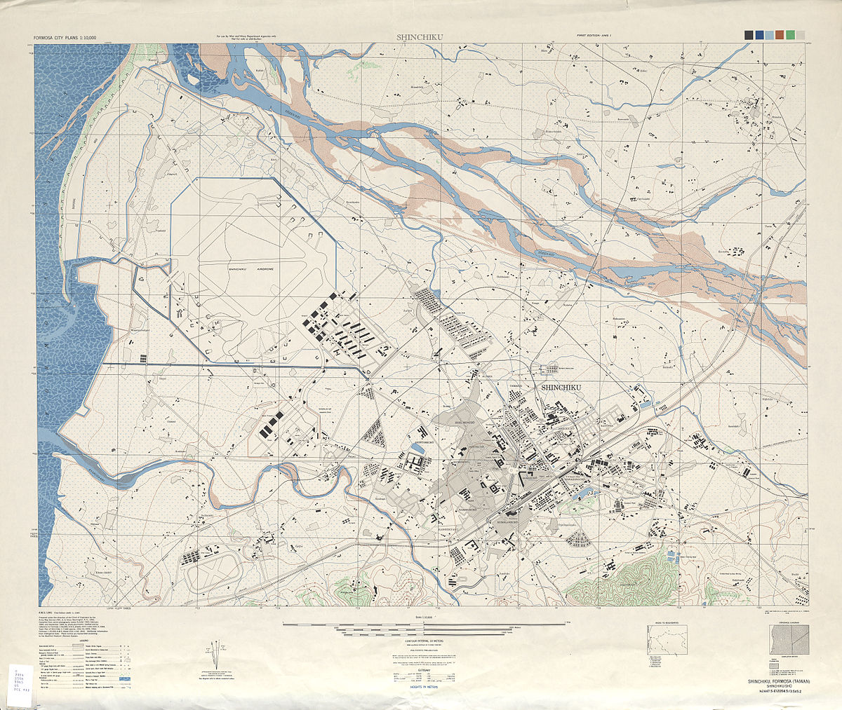 新竹机场和新竹车站附近（1945年美军地图）