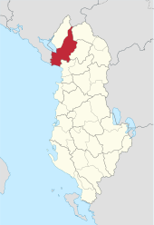 İşkodra ilçesinin Arnavutluk'taki konumu