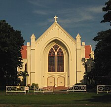 An early morning photograph of the Silliman University Church. Construction for the church building began in 1941. Due to interruptions brought by World War II, it was completed only in 1949. Silliman University Church.jpg