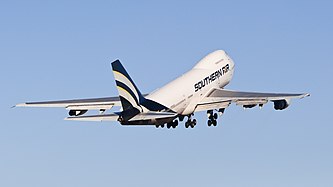 English: Southern Air Boeing 747-230B(SF) (N760SA, cn 21221/299) taking off at Stuttgart Airport (EDDS/STR). Deutsch: Southern Air Boeing 747-230B(SF) (N760SA, cn 21221/299) beim Start auf dem Stuttgarter Flughafen (EDDS/STR).