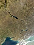 Thumbnail for File:Southern Dnieper to the Black Sea - from, Dnieper Nasa 2004-05-06 (cropped).jpg