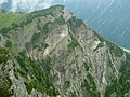 Stierkopf (1801 m) von einem Zacken (1888 m, nahe dem Elsfürkele), rechts unten Alfenzwerk-Stausee Radin.