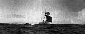 Kon-Tiki expedition raft (1947) Still from Kon-Tiki movie.jpg